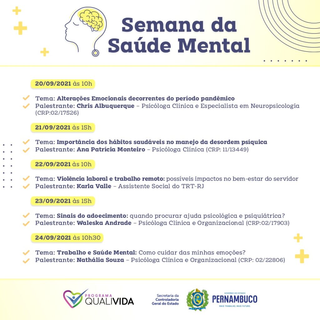 SCGE promove a segunda edição da Semana de Saúde Mental